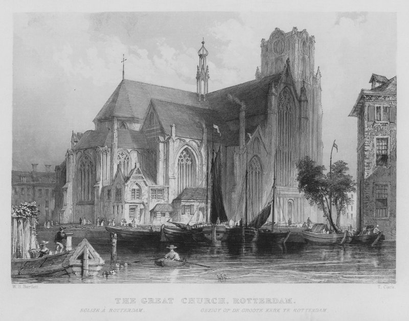 A Grande Igreja, Roterdão (gravura) de William Henry Bartlett