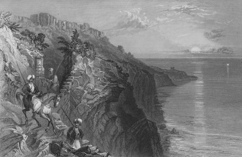 A Escada de Tyrus, um Passe na Costa do Mar, perto de Tiro de William Henry Bartlett