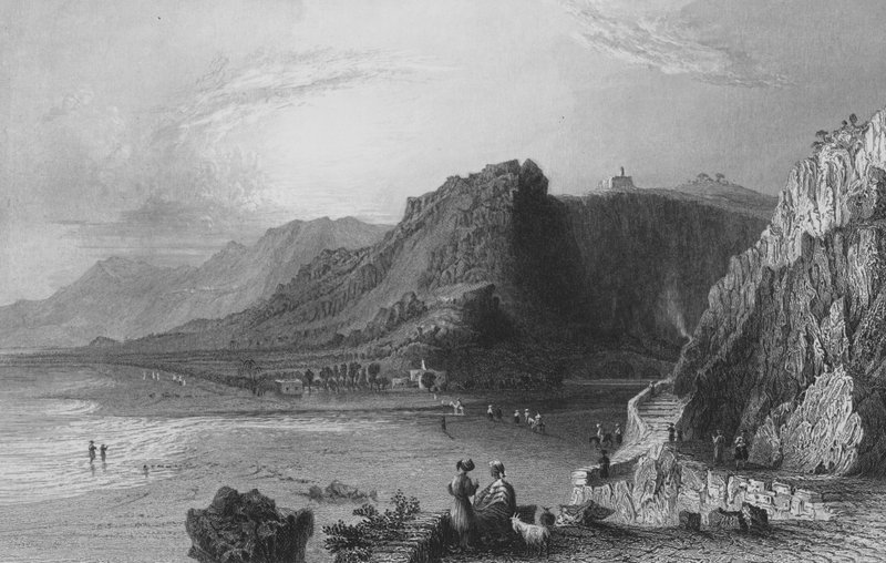 O Nahr-el-Kelb, ou Rio do Cão, que separa os Patriarcados de Jerusalém e Antioquia de William Henry Bartlett