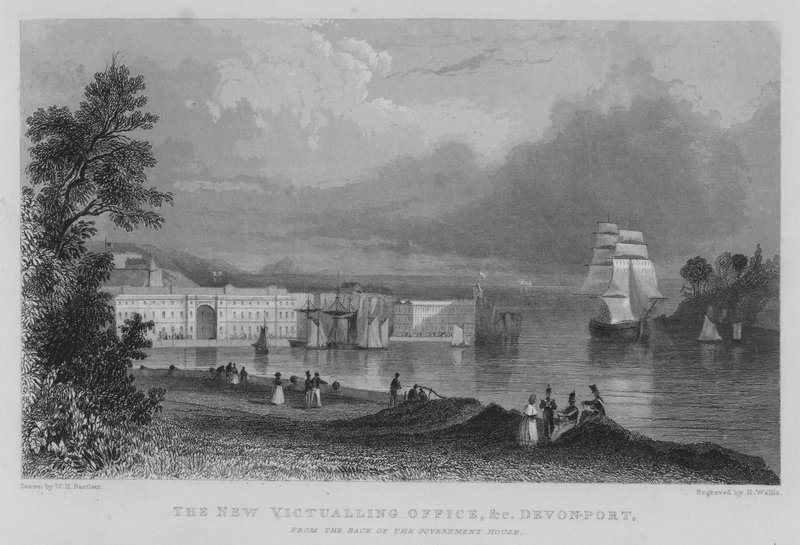 O Novo Gabinete de Abastecimento, etc, Devonport, a partir do Verso da Casa do Governo (gravura) de William Henry Bartlett