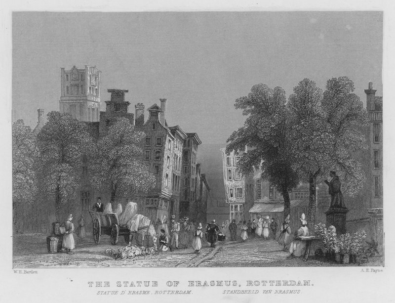 A Estátua de Erasmo, Roterdão (gravura) de William Henry Bartlett