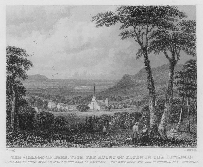 A Vila de Beek, com o Monte de Elten à Distância (gravura) de William Henry Bartlett