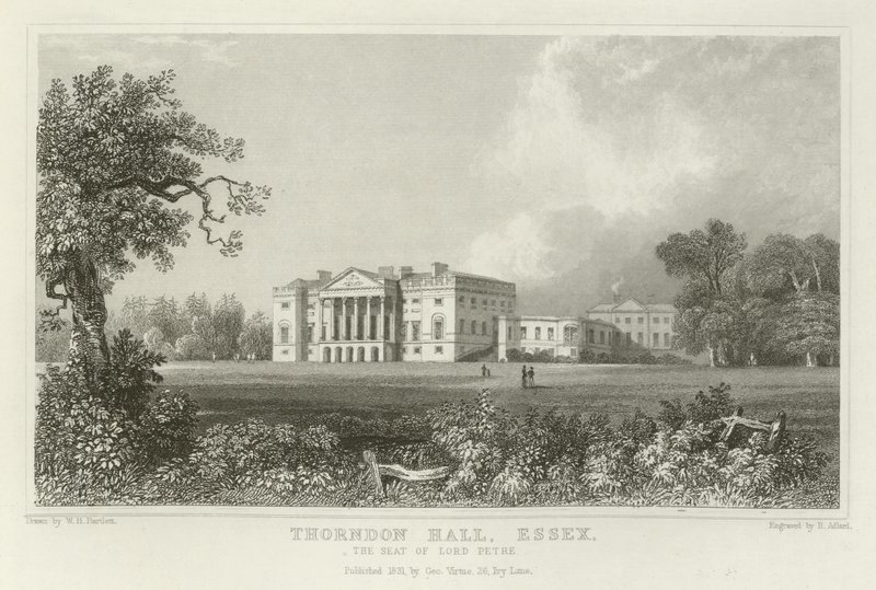 Thorndon Hall, Essex, a sede do Senhor Petre de William Henry Bartlett