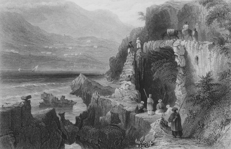 Túmulo de São Jorge, Baía de Kesrouan, na Síria, na rota de Beriout para Trípoli de William Henry Bartlett