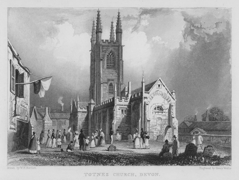 Igreja Totnes, Devon (gravura) de William Henry Bartlett