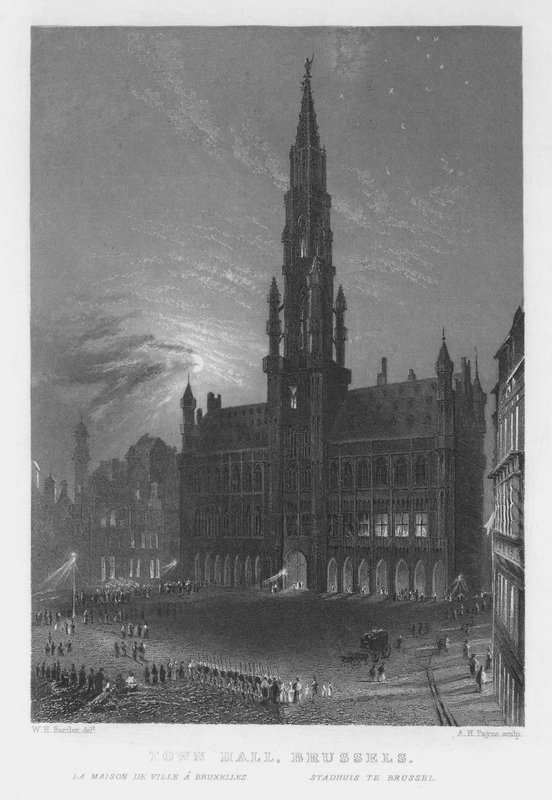 Câmara Municipal, Bruxelas (gravura) de William Henry Bartlett
