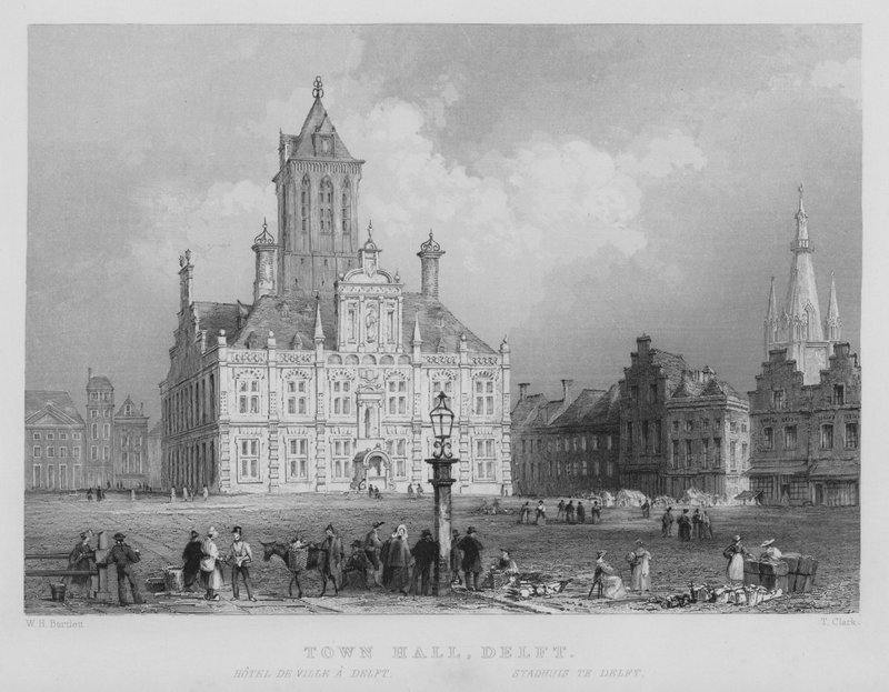 Câmara Municipal, Delft (gravura) de William Henry Bartlett