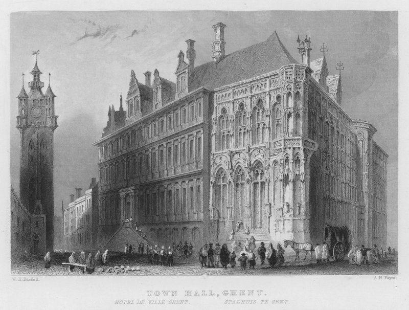 Câmara Municipal de Ghent (gravura) de William Henry Bartlett