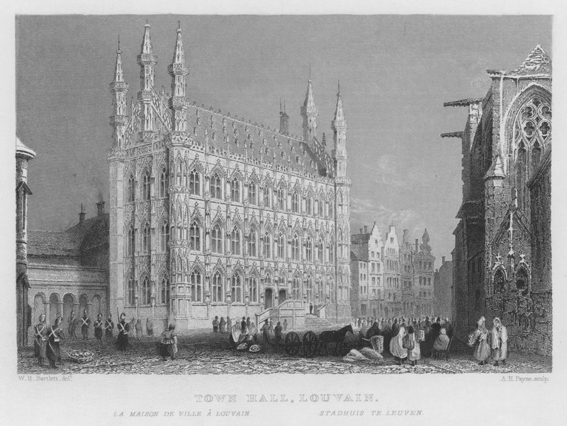 Câmara Municipal, Lovaina (gravura) de William Henry Bartlett