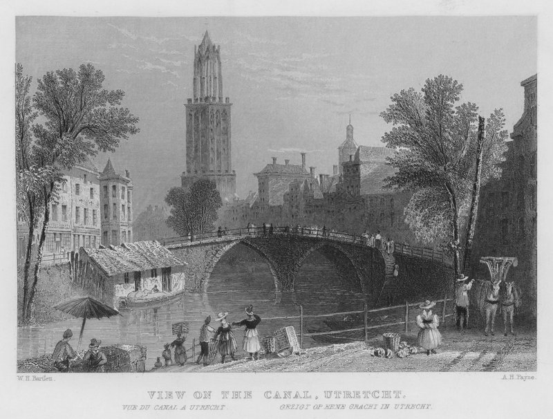Vista sobre o Canal, Utrecht (gravação) de William Henry Bartlett