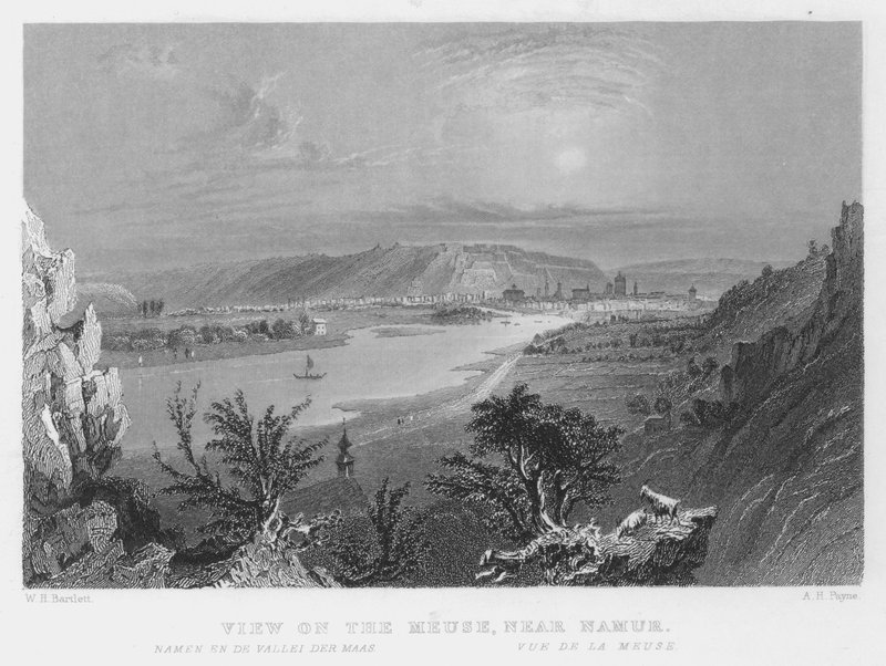 Vista no Meuse, perto de Namur (gravura) de William Henry Bartlett