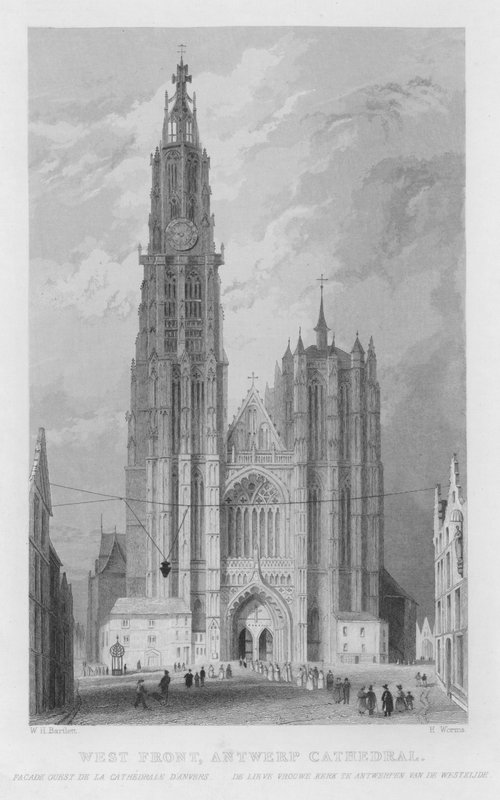 Frente Oeste, Catedral de Antuérpia (gravura) de William Henry Bartlett