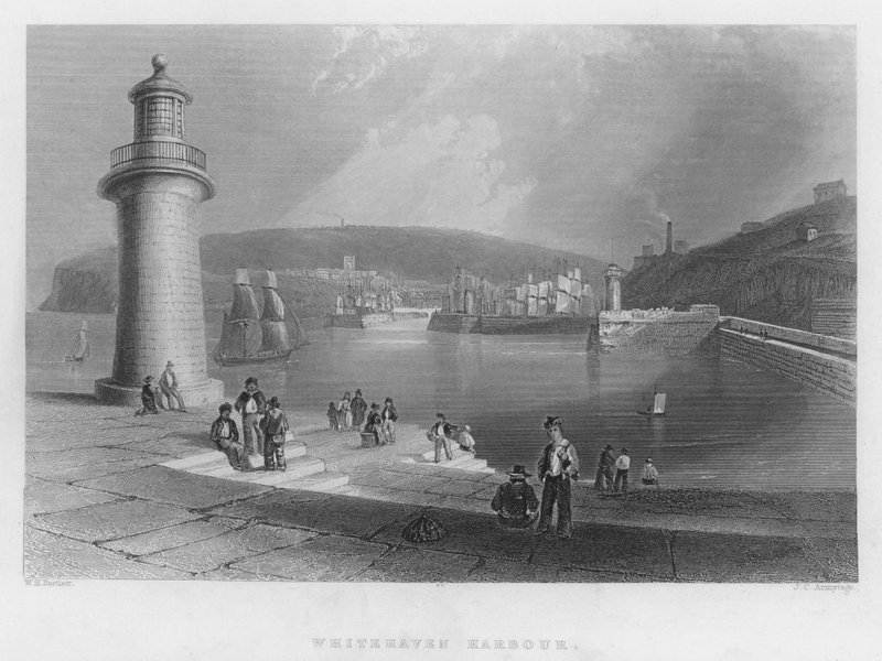 Whitehaven Harbour (gravura) de William Henry Bartlett