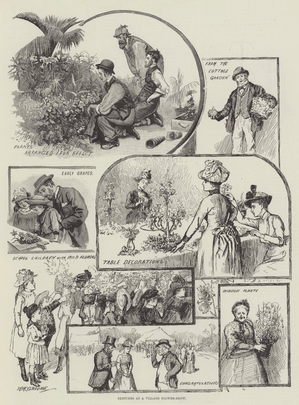 Esboços em uma flor show de aldeia de William Henry Charles Groome
