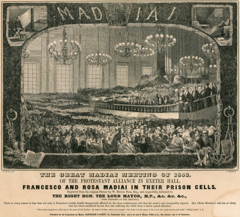 O grande encontro de Madiai de 1853 da Aliança Protestante em Exeter Hall, Londres de William Henry Fisk