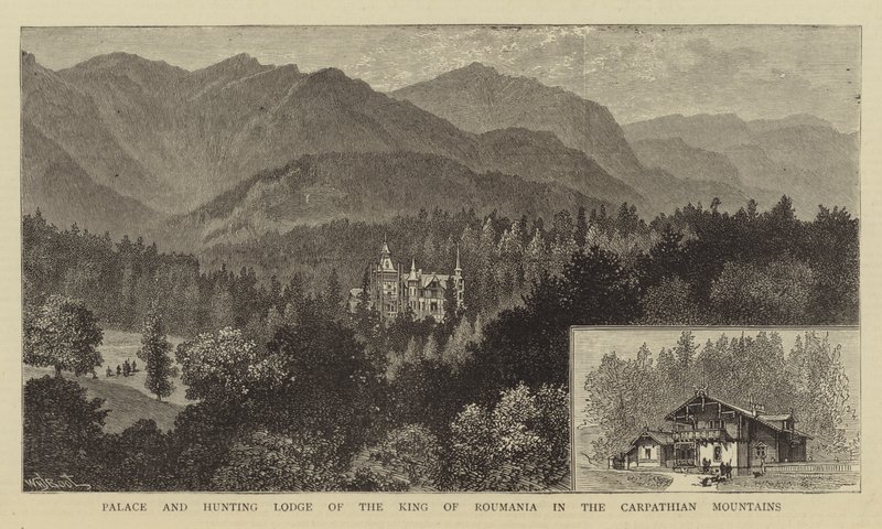 Palácio e Caça Lodge do Rei da Roumania nas montanhas dos Cárpatos de William Henry James Boot