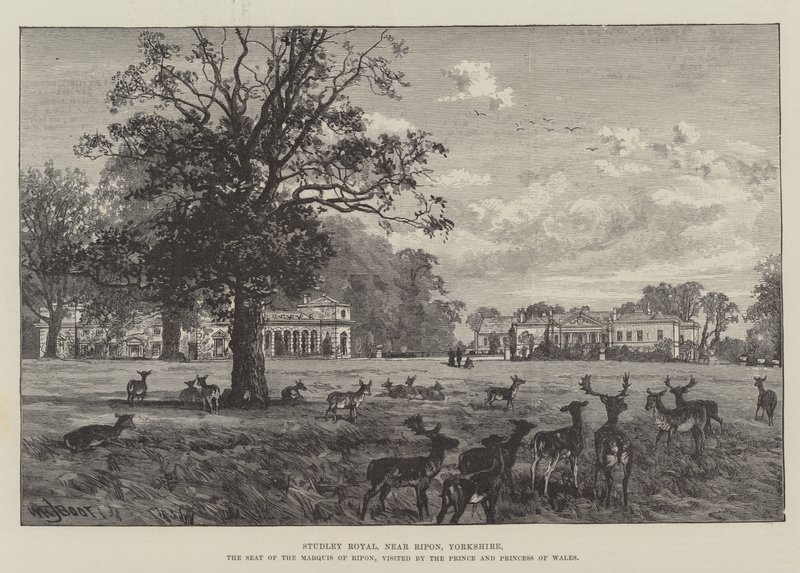Studley Royal, perto de Ripon, Yorkshire, a sede do Marquês de Ripon, visitada pelo Príncipe e Princesa de Gales de William Henry James Boot