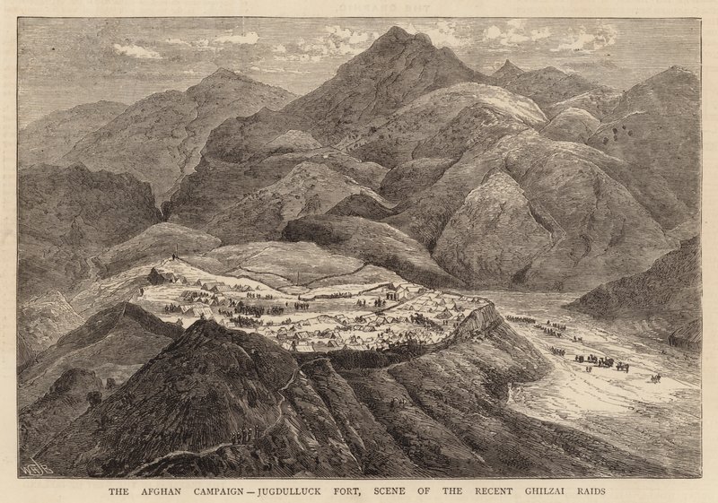 A Campanha Afegã, Forte Jugdulluck, Cena dos recentes ataques de Ghilzai de William Henry James Boot