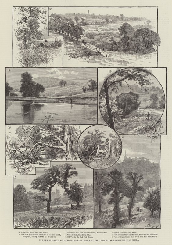 A nova extensão de Hampstead-Heath, o East Park Estate e o Parliament Hill Fields de William Henry James Boot