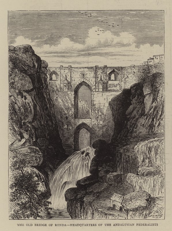 A ponte velha de Ronda, sede dos federalistas andaluzes de William Henry James Boot