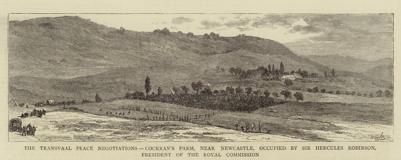 As Negociações de Paz de Transvaal, a Fazenda de Cockran, perto de Newcastle, ocupada por Sir Hercules Robinson, Presidente da Comissão Real de William Henry James Boot