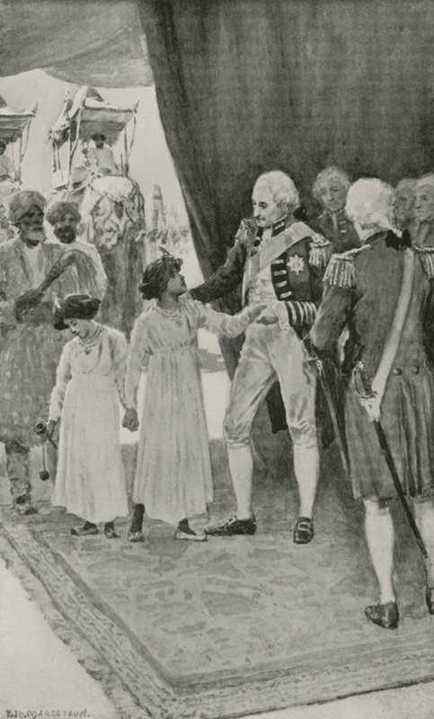 Os Filhos do Sultão Tippu são recebidos por Lord Cornwallis como reféns de William Henry Margetson