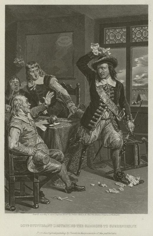 Governador Stuyvesant destruindo a intimação para entregar Nova York, 1664 de William Henry Powell
