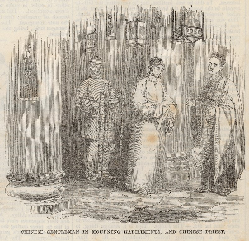 Cavalheiro chinês em habilitações de luto e sacerdote chinês de William Henry Prior