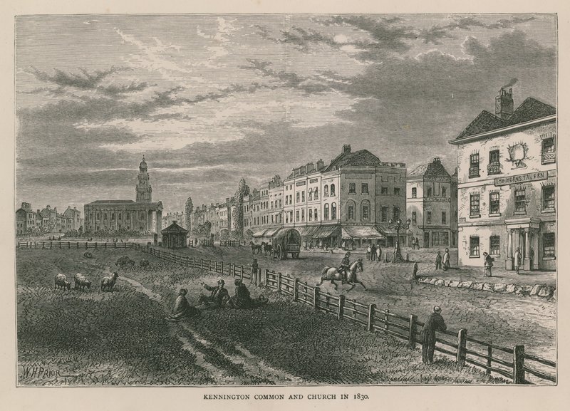 Kennington Common e Igreja em 1830 de William Henry Prior