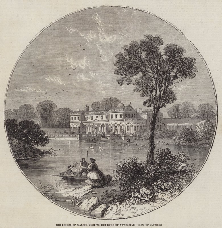 O Príncipe de Waless Visita ao Duque de Newcastle, Vista de Clumber de William Henry Prior