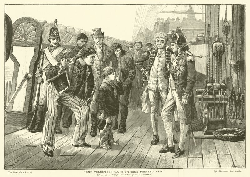 Um voluntário no valor de três homens prensados (gravação) de William Heysham (after) Overend