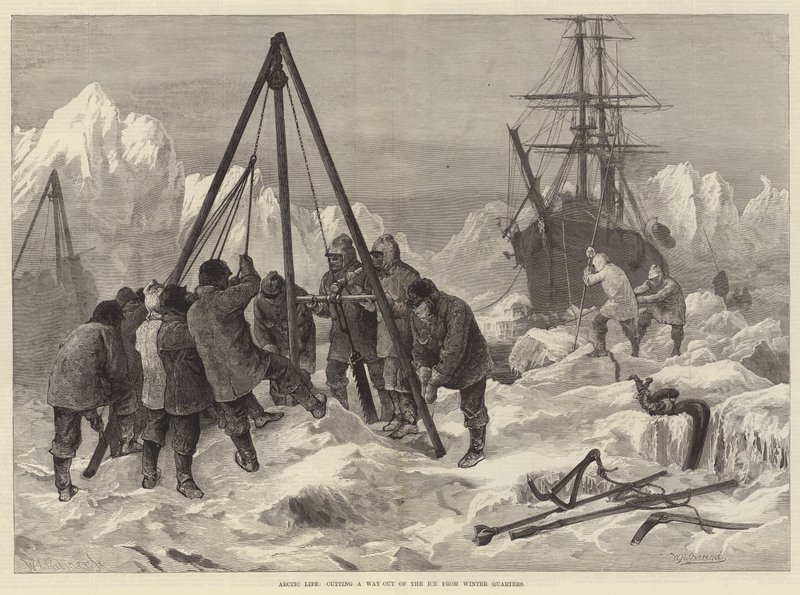 Vida no Ártico, cortando uma saída do gelo de Winter Quarters de William Heysham Overend