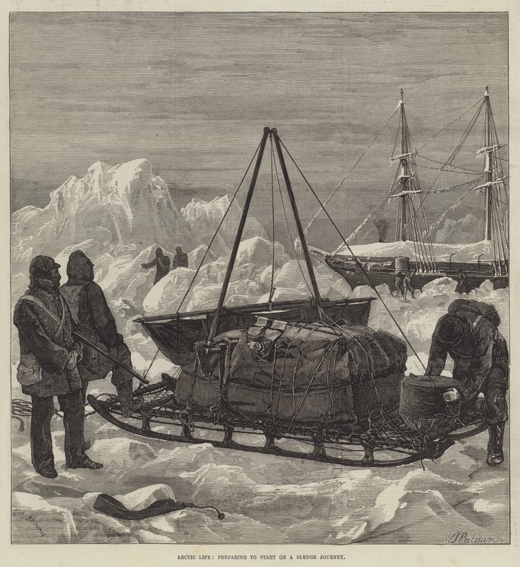 Vida ártica, preparando-se para começar uma jornada de trenó de William Heysham Overend