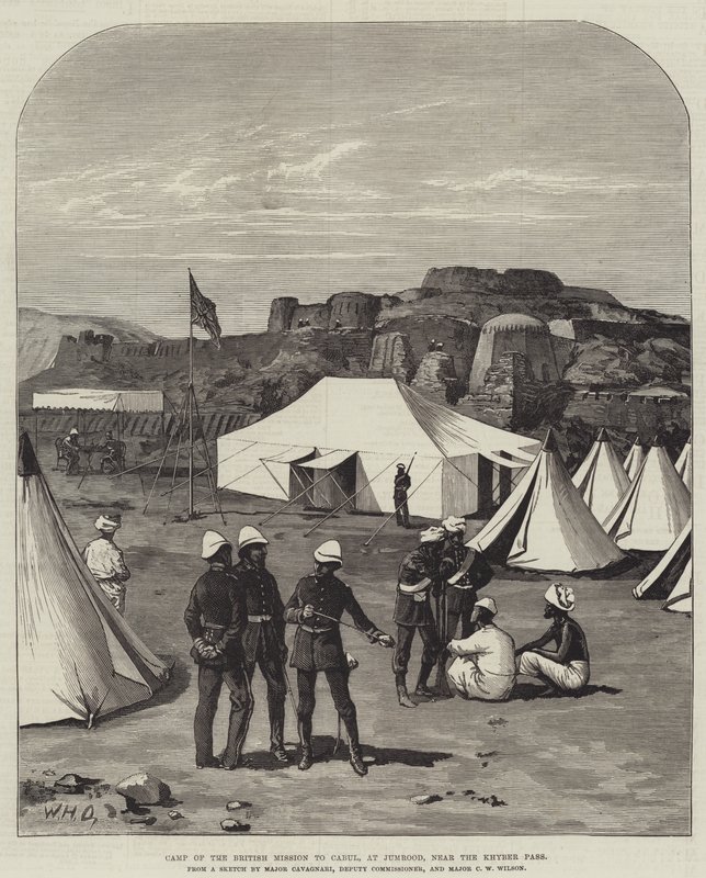 Acampamento da Missão Britânica a Cabul, em Jumrood, perto da passagem de Khyber de William Heysham Overend