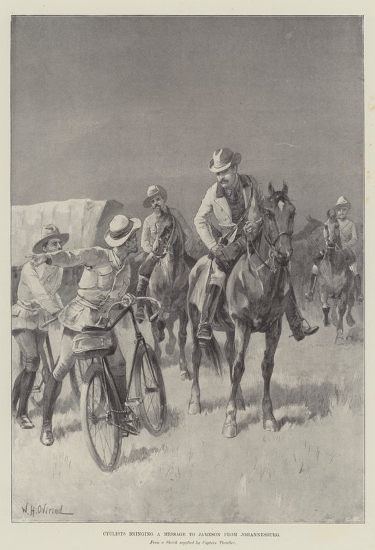 Ciclistas trazendo uma mensagem para Jameson de Joanesburgo de William Heysham Overend