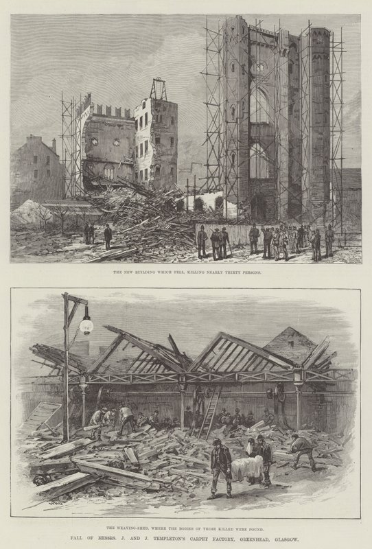 Queda de Messers J e J Templeton&39;s Carpet Factory, Greenhead, Glasgow de William Heysham Overend