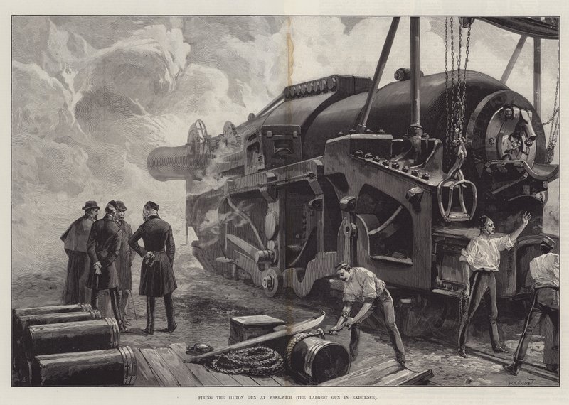 Disparando a arma de 111 toneladas em Woolwich de William Heysham Overend
