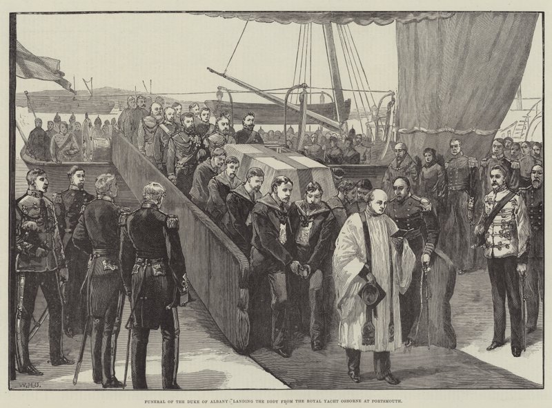 Funeral do duque de Albany, desembarque do corpo do Royal Yacht Osborne em Portsmouth de William Heysham Overend