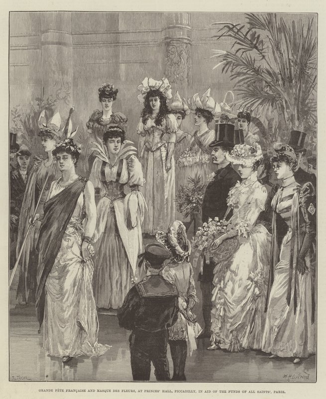 Grande Festa Francesa e Máscara das Flores, no Princes &39;Hall, Piccadilly, em Socorro dos Fundos de Todos os Santos, Paris de William Heysham Overend