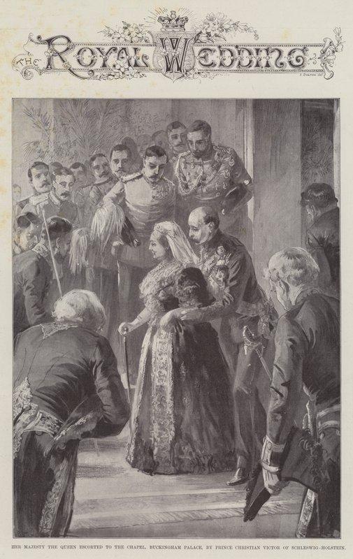Sua Majestade a Rainha escoltou para a Capela, Palácio de Buckingham, pelo Príncipe Christian Victor de Schleswig-Holstein de William Heysham Overend