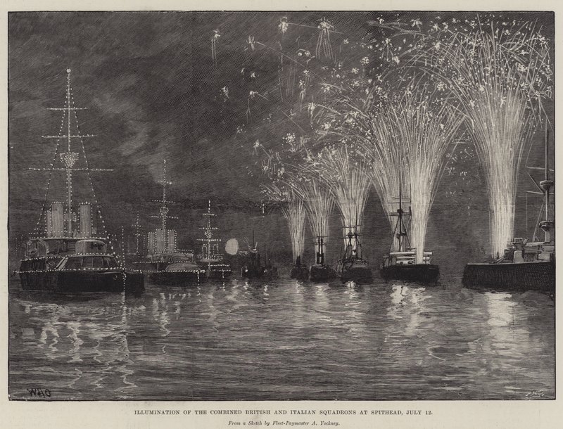 Iluminação dos Esquadrões Britânicos e Italianos Combinados em Spithead, 12 de julho de William Heysham Overend