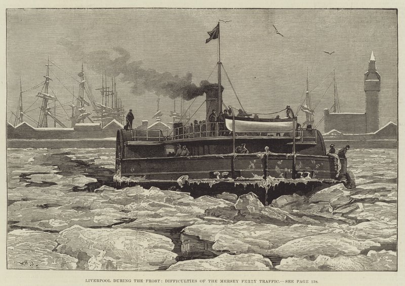 Liverpool durante o gelo, dificuldades do tráfego de Ferry Mersey de William Heysham Overend