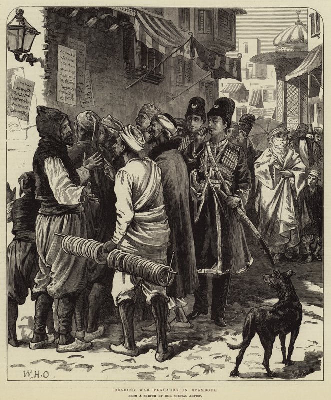 Lendo Placards de Guerra em Stamboul de William Heysham Overend