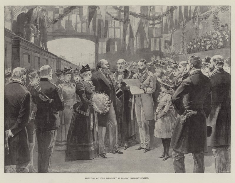 Recepção de Lord Salisbury na estação ferroviária de Belfast de William Heysham Overend