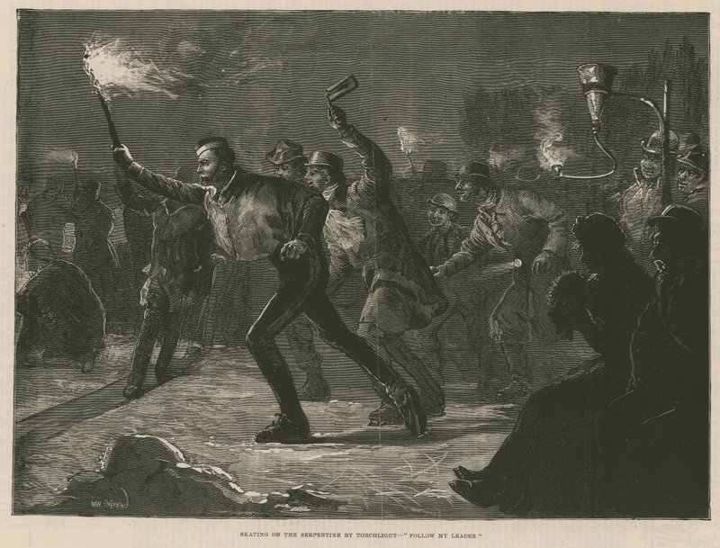 Patinar sobre a serpentina à luz da lanterna (gravação) de William Heysham Overend