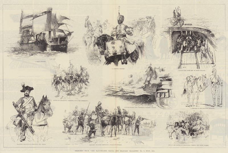 Esboços da Revista Naval e Militar Ilustrada, nº 1, julho de 1884 de William Heysham Overend