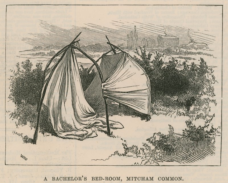 Esboços da Vida Cigana; Um quarto de solteiro, Mitcham Common de William Heysham Overend