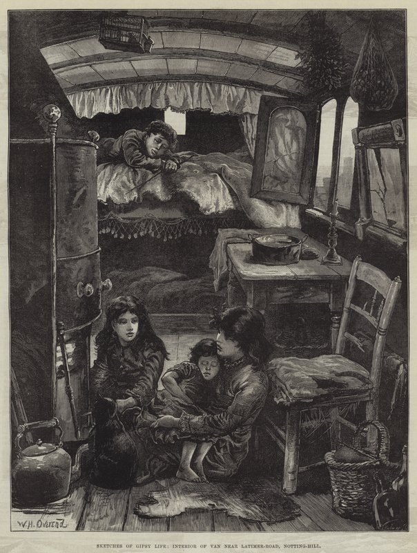 Esboços de vida cigana, Interior de Van perto de Latimer Road, Notting Hill de William Heysham Overend