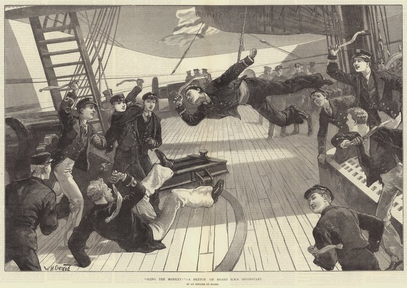 Sling o macaco! Um esboço a bordo do HMS Inconstant de William Heysham Overend