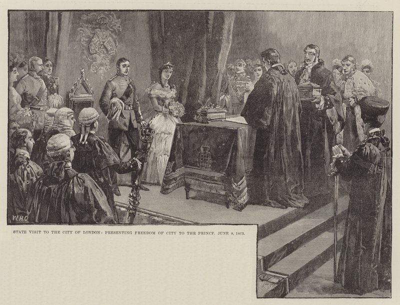 Visita de Estado à Cidade de Londres, apresentando Liberdade de Cidade ao Príncipe, 8 de junho de 1863 de William Heysham Overend
